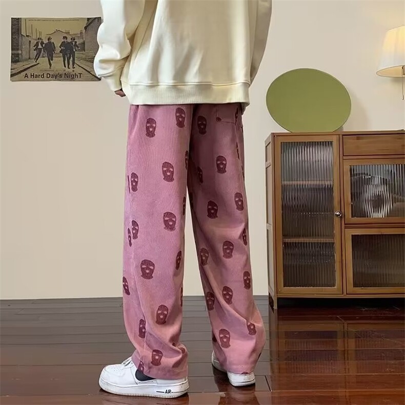 美式hiphop裤子高街潮牌男灯芯绒宽松阔腿裤休闲裤AK753-P35绒43,男装休闲裤,星座1008