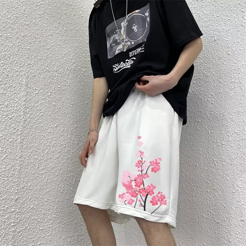 夏季新款男士韩版宽松纯色冰丝透气休闲运动松紧五分裤潮情侣短裤,男装牛仔裤,星座1013