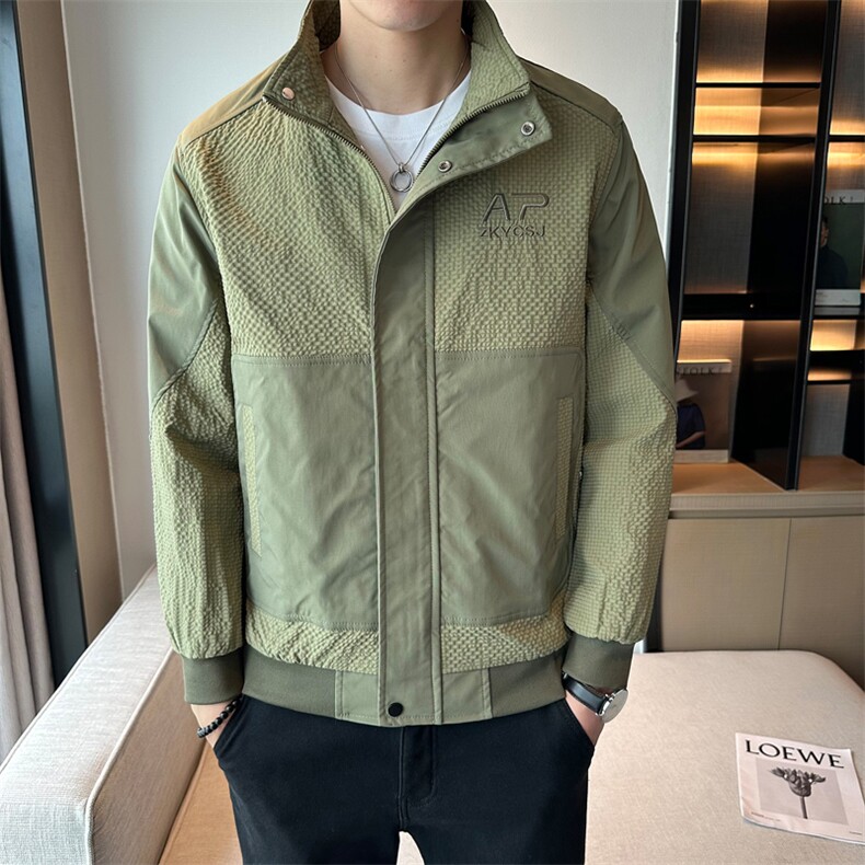 2023秋季新款夹克外套男时尚潮牌拼料立领上衣jk8831-p88,男装夹克,电商D303