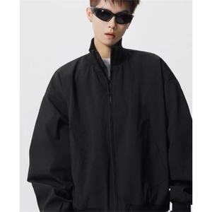 抖音得物 美式潮休闲夹克春季立领纯色复古工装加厚棉服外套MF01图片