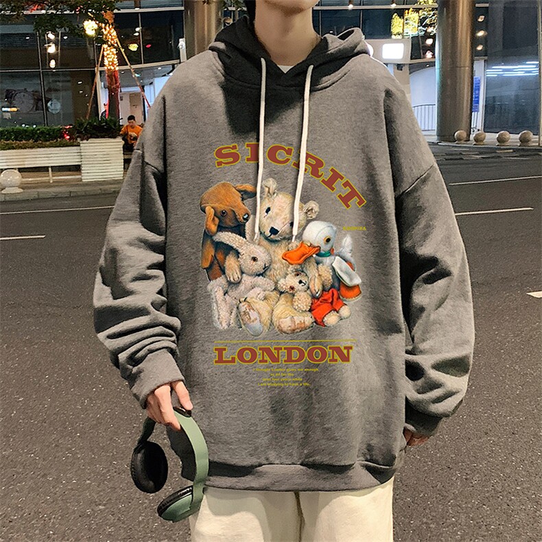 WY2216-P35纯棉连帽卫衣男大码运动帽衫宽松薄外套男,男装卫衣,电商A040