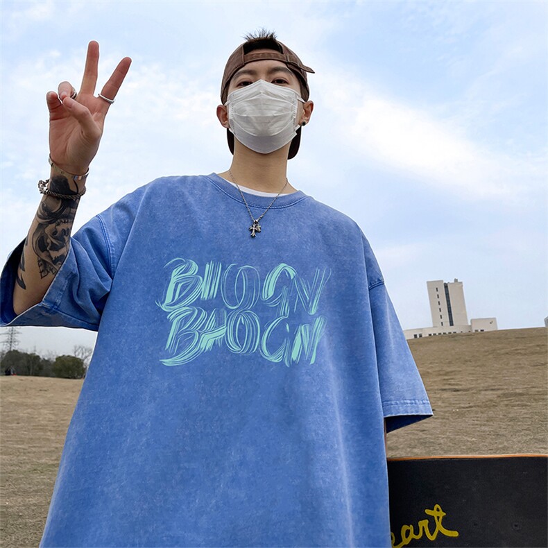 量大优可供抖音视频支持得物品质配合二开美式水洗短袖t恤SX117,男装T恤,电商A486