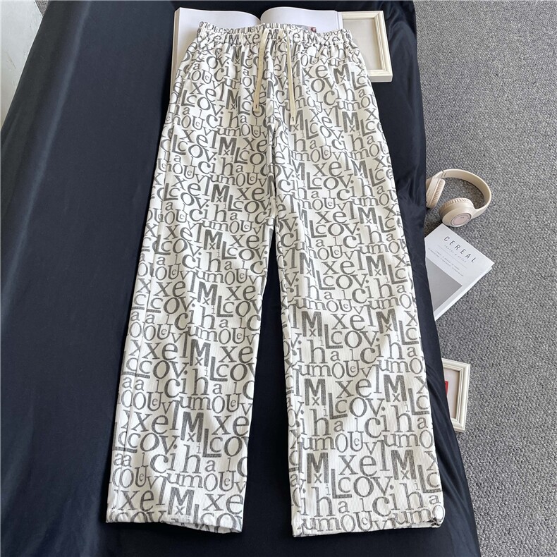 现货！美式高街提花字母小众设计休闲长裤-EX51064-特批28图片