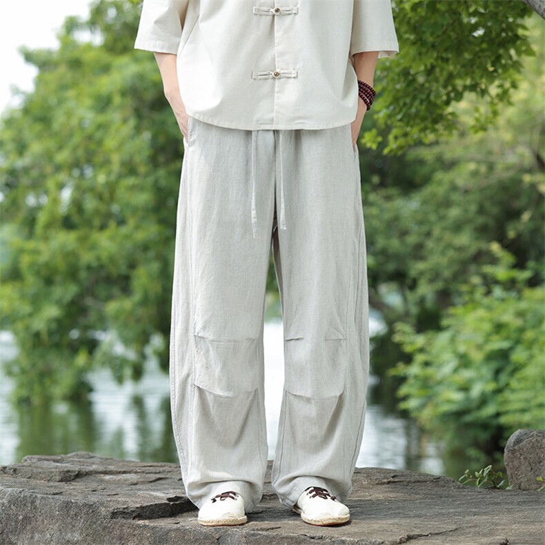 纯亚麻宽松弯刀裤休闲裤星座815-8610p100,男装休闲裤,星座815（原A203）