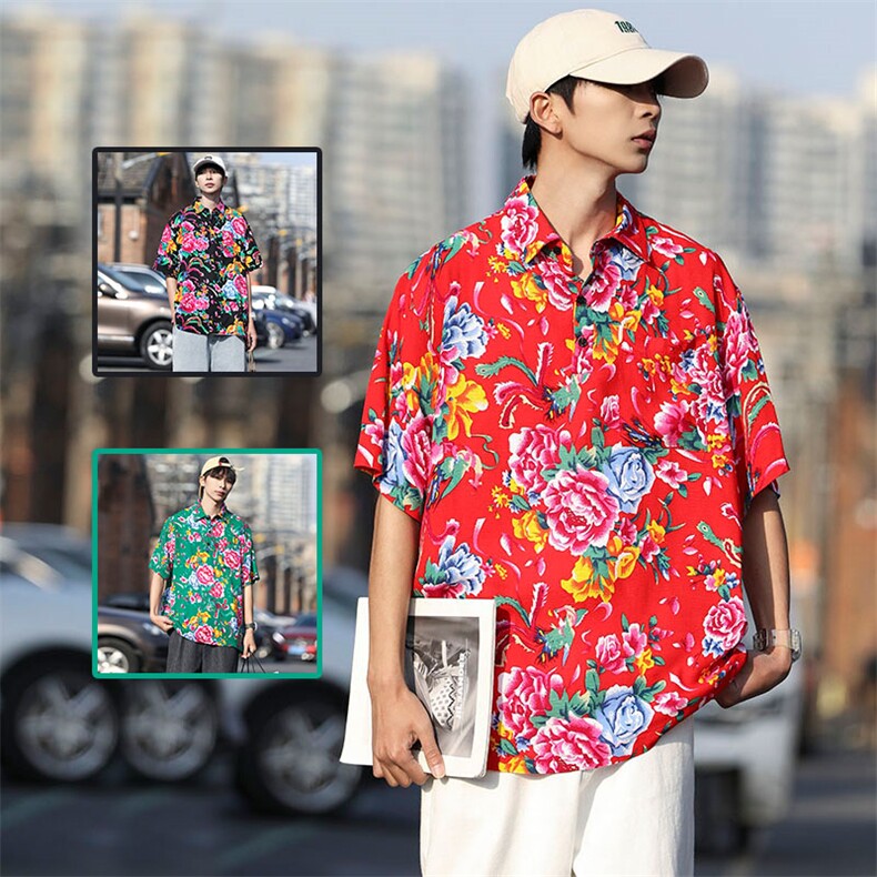 P01中性男女休闲大码花衣服polo衫宽松透气东北大花风团队服,男装Polo衫,星座115A(原星座507）