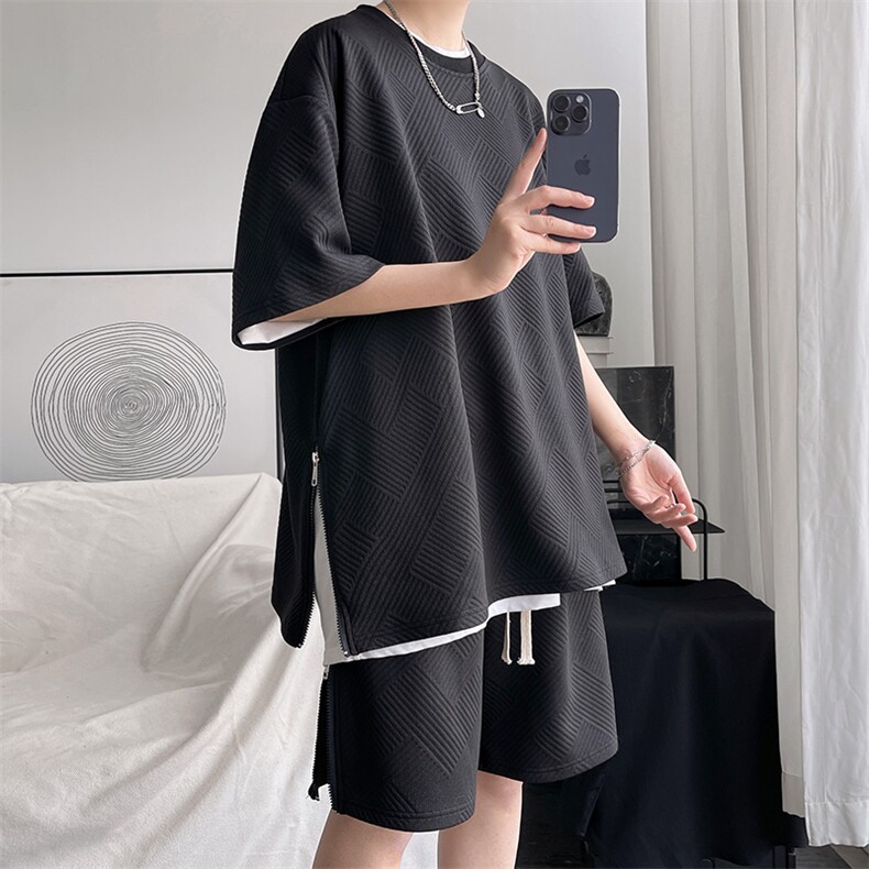 宽松潮流短袖T恤五分短裤套装男夏季篮球两件套A071-D01-P70，男装牛仔裤，电商A071