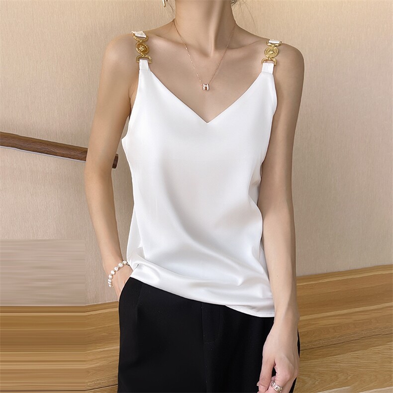 2025年夏季宽松型百搭V领吊带，女装背心吊带，绒宛羊绒