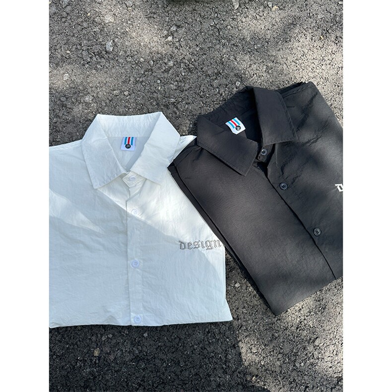 夏季新款速干短袖刺绣衬衫潮流港风宽松百搭男半袖CS285-P35,男装T恤,星座301C-5