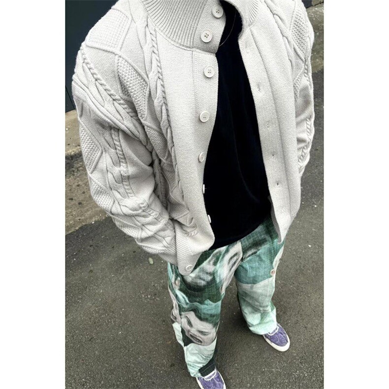 秋冬季立领针织开衫男宽松休闲纯色毛衣简约夹克外套男M8219，男装针织衫/毛衣，星座1116A（原606A-3）