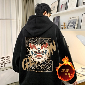 龙年卫衣 冬季美式加绒加厚连帽卫衣外套DL1750常规特P35加绒特40图片