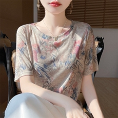 夏季轻薄短袖薄款宽松女针织衫V领短袖，女装针织衫/毛衣，绒宛羊绒
