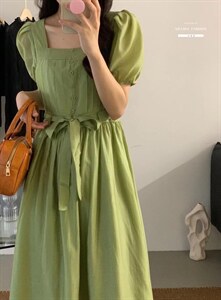 法式泡泡袖连衣裙夏季设计感众温柔高级感初恋裙子图片