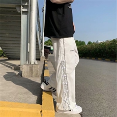 休闲裤男侧边穿绳港风潮流2021个性痞子帅气长裤运动裤K394-P38，男装休闲裤，星座412-2