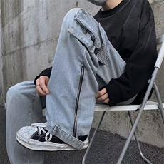 复古牛仔裤子男夏季设计感小众大口袋高街工装裤N5037P53，男装牛仔裤，星座1116-2