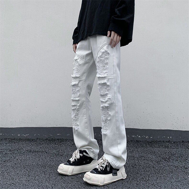 B221美式ins高街小众重工艺假破洞小脚牛仔裤LK23019-P60控78,男装牛仔裤,电商B221