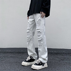 B221美式ins高街小众重工艺假破洞小脚牛仔裤LK23019-P60控78，男装牛仔裤，电商B221
