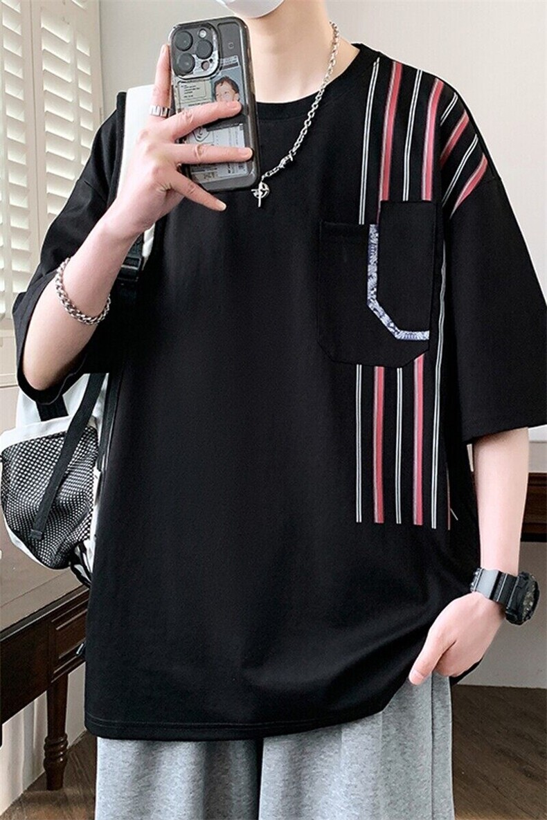 25173-特P40夏季休闲时尚T恤男短袖打底衫青少年潮牌拼接T恤,男装T恤,电商D310B