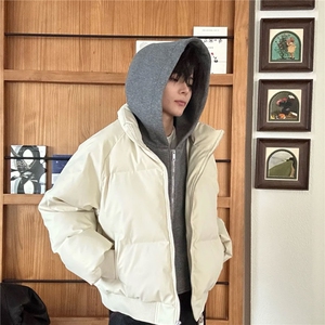 网图 假两件棉服男连帽宽松保暖短款潮流冬季加厚棉服D513 特P105图片