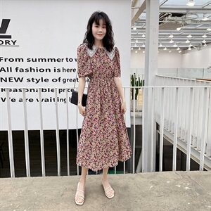 现货已出不断货2021夏装新款碎花裙166-QZ03黄色图片