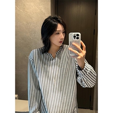 美式高街千鸟格子长袖T恤男女亨利V领英伦雅痞休闲宽松长袖打底衫，男装T恤，电商A443
