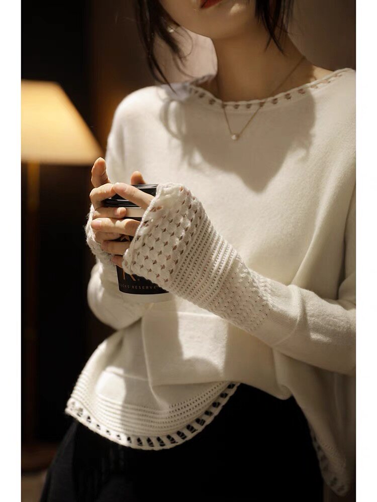 秋冬季新款女时尚百搭显瘦短款纯色气质套头羊毛衫，女装羊毛衫，思途羊绒