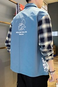 格子衬衫男长袖秋季2021新款潮牌潮流ins日系衬衣外套DS933TP45图片