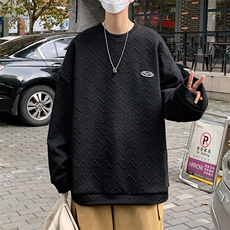 立体纹理卫衣男春秋季chic港风外套ins叠穿内搭打底衫W1821-P28，男装卫衣，星座512-2