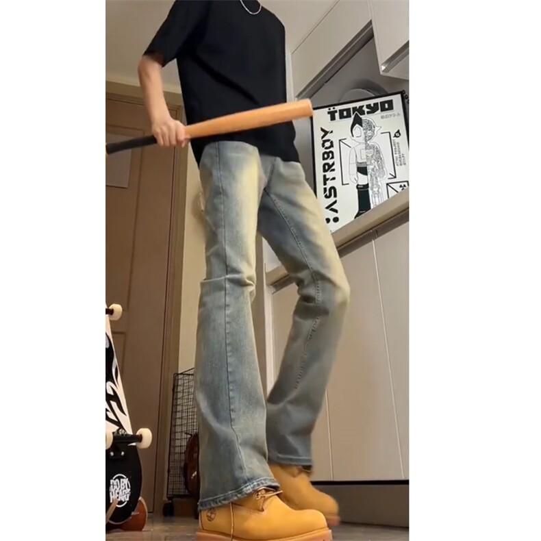 现货复古微喇叭牛仔裤弯刀牛仔长裤nk2478-P50直播抖音品质,男装牛仔裤,星座1212