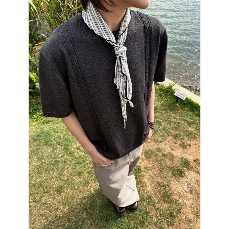DXT89HH-特P48老钱风cleanfit针织短袖T恤男夏季潮牌,男装T恤,星座1007（原301D）