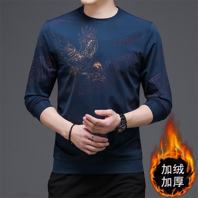 新款商务男装卫衣男士加绒加厚圆领长袖上衣男2023秋冬季男装,男装卫衣,电商B212（原钱塘6029）