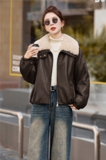 主推BAO款韩版羊羔毛领皮90白鸭绒羽绒服女短款外套百搭显瘦保暖，女装羽绒服，潮流依族