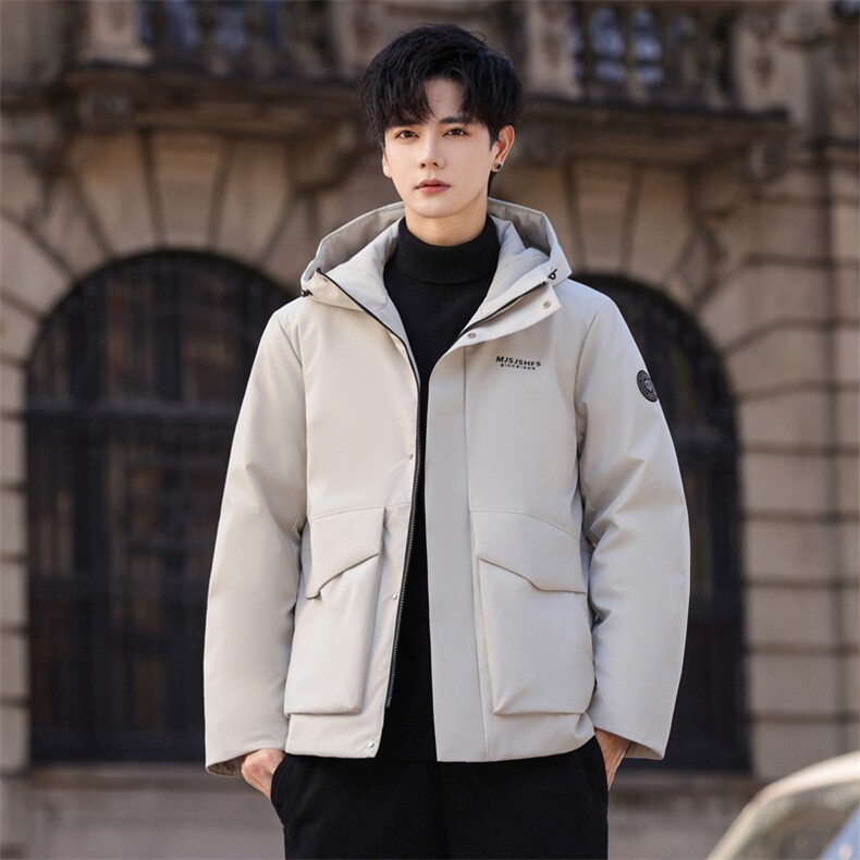 冬装新款男士连帽短款保暖加厚户外白鸭绒羽绒服外套男DB952-P210，男装羽绒服，星座1210A