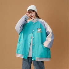 ！秋装新品港风蜡笔小新印花情侣宽松棒球夹克G453P65控88，男装夹克，A247A