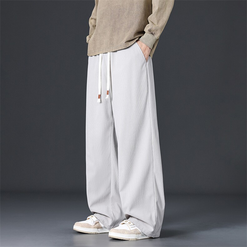 男秋直筒宽松垂坠感阔腿裤美式重磅百搭休闲卫裤Q29156-特P35，男装休闲裤，星座610（原A335）