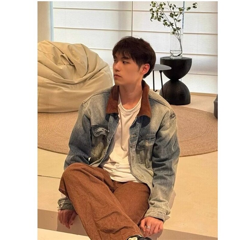 春秋新款美式复古做旧水洗牛仔外套男生时尚高级感撞色夹克男士潮,男装夹克,星座506A