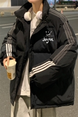 港风冬季新款织带立领笑脸羽绒服男潮宽松印花YR6111P225控268，男装羽绒服，电商A268A