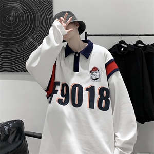 2021 学院风情侣大码卫衣长袖男POLO衫女上衣打底 WY312 P75限98图片