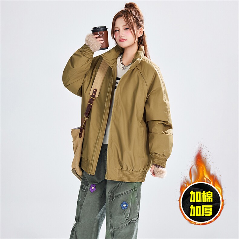 现货美式高街休闲棉衣夹克三防立领纯色户外工装加厚棉服外套,男装夹克,电商A486