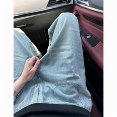 美式复古设计感牛仔裤男直筒宽松痞帅阔腿裤子潮流高街NZ366-p55，男装牛仔裤，星座1008