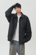PU皮工装翻领夹克2025秋季痞帅潮流二开外套XZ301b-2-JK2591P75，男装夹克，星座301B-2（原A443-1）