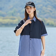 拼接格子衬衫夏季2025新款短袖衬衣休闲外套女A406C6059特P40，男装衬衫，星座309（原A406）