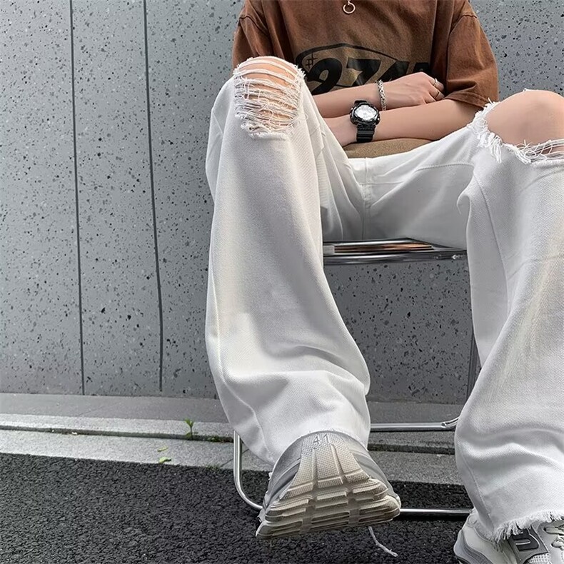 欧美高街vibe裤子街头牛仔裤男夏季直筒宽松破洞乞丐裤62288-p40,男装牛仔裤,星座1008