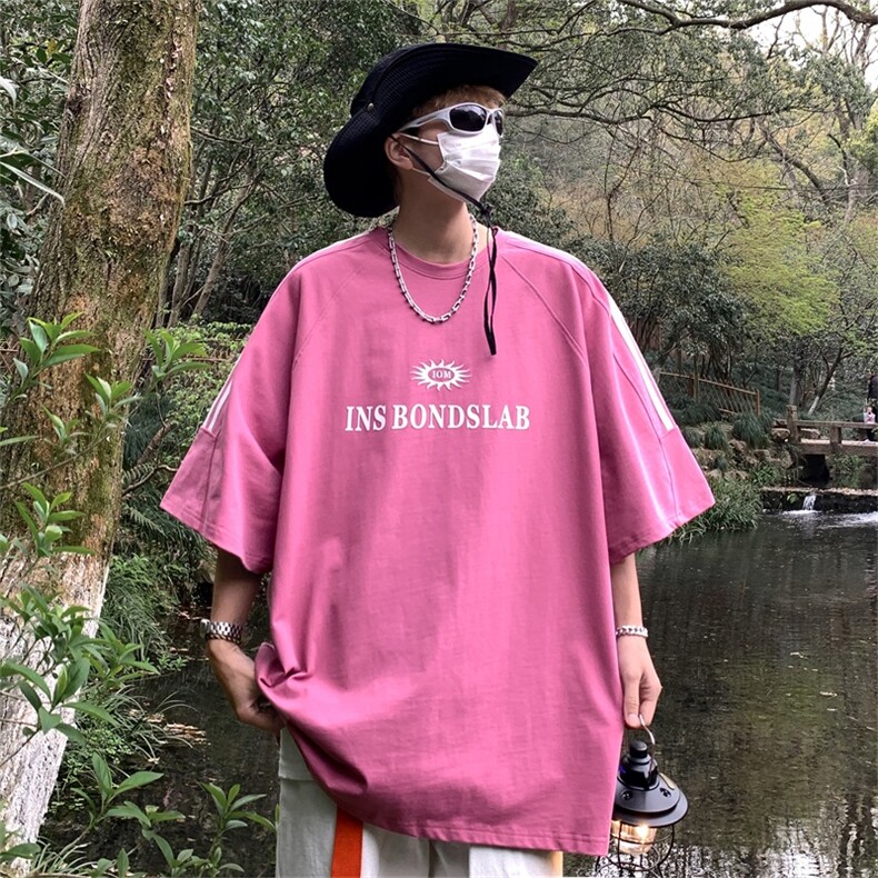 电商DSA028-DT23X01棉P38港风短袖T恤潮流宽松休闲上衣,男装T恤,电商A028