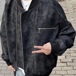 美式复古高街飞行皮夹克外套男2026春秋季新款潮流机车拉链潮皮衣图片