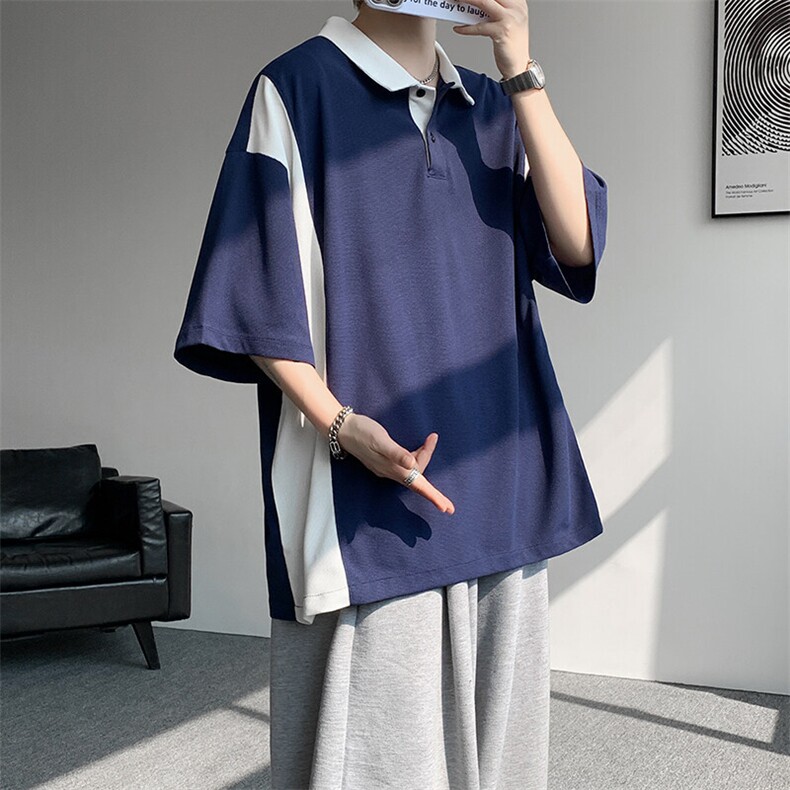 8XL-M拼接撞色短袖t恤男款夏季新款半袖POLO衫加肥加大码DT004P38,男装T恤,电商B312