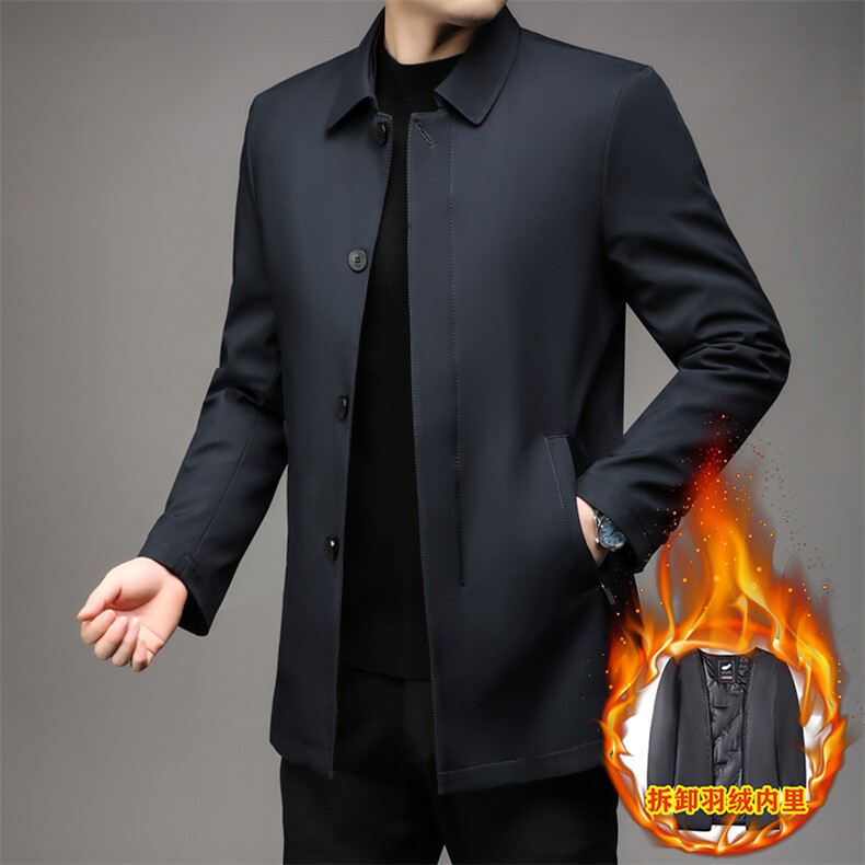 羽绒服男士可拆卸内胆保暖中年爸爸冬装加厚外套干部休闲夹克男装,男装羽绒服,电商B212（原钱塘6029）