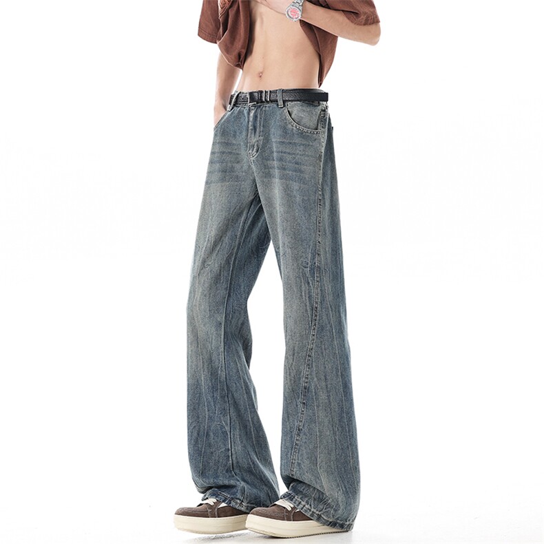 春夏季2026新款闪电纹微喇叭牛仔裤xz906-1-K1303特价P45控88，男装牛仔裤，星座906-1（原电商a316-2）