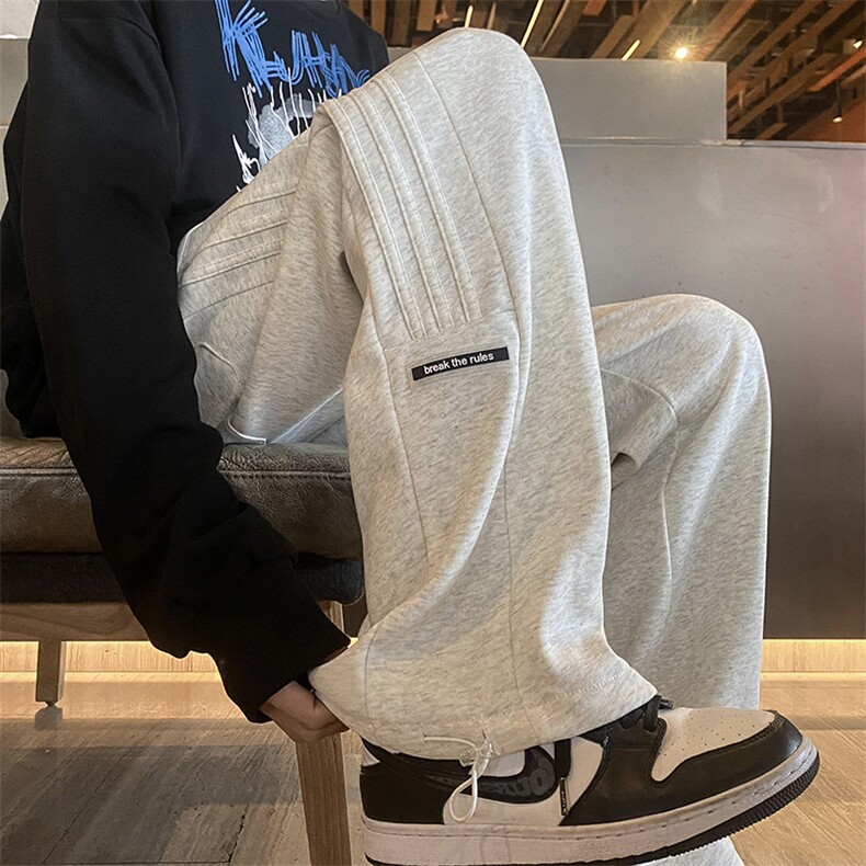 2024春款休闲运动卫裤男美式针织直筒裤子715-6-BX09P55（控78）图片