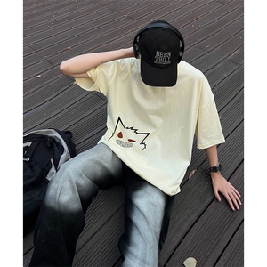 量大优供抖音视频 支持得物配合二开美式满天星亮片短袖T恤MTX212图片