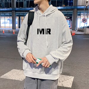 WY2253-P35 纯棉连帽卫衣男大码运动帽衫宽松薄外套男图片